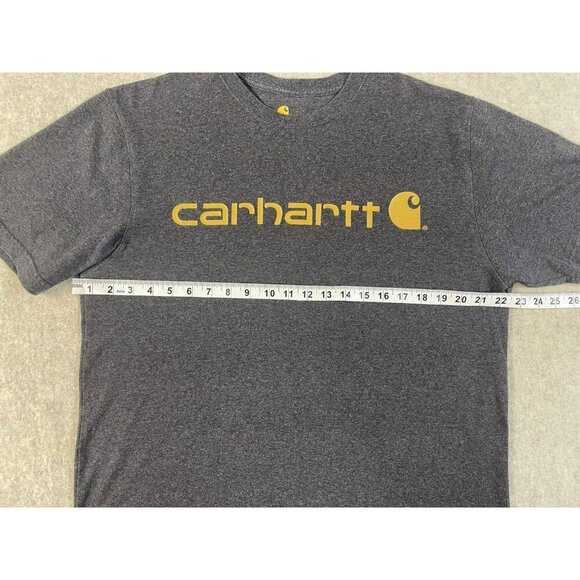 Carhartt Short Sleeve T Shirt Mens Medium Gray Original Fit Yellow Logo Casual - Picture 6 of 9